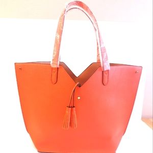 NWOT Nieman Marcus Tote Orange Tassel